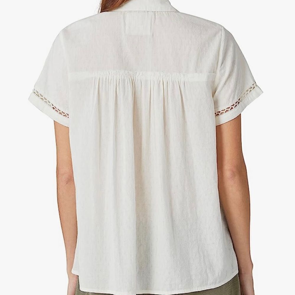 Lucky Brand White Lace Details Buttoned Down Flowy Shirt Sz-XS - Picture 15 of 15